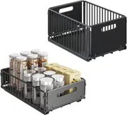 2-Pack Foldable Pull Out Cabinet Organizer, Slide-Out Drawers with Nano Adhesive