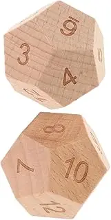 Generic 2pcs Wooden 12-Sided Dice Brain Games for Boys and Girls Math Puzzles Cognitive Development Toys Safe for Preschoolers