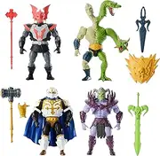 Masters of the Universe Origins Battle for Eternia Multi Pack, 4 Action Figures 5.5 Inch Motu Toys, Good & Evil Factions, Snake Horde SKEL Kingsguard