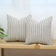 Grey and Cream Farmhouse Throw Pillow Covers Set of 2 for Sofa and Chair