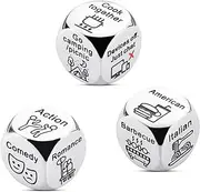 Anniversary Date Night Gifts for Couples One Year Anniversary Valentines Day Gifts for Him Her Food Movie 3PCS Dice Decider Funny Christmas Birthday Gifts for Boyfriend Husband from Girlfriend Wife