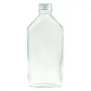 Clear Glass Oval Bottle with Silver Cap 200ml