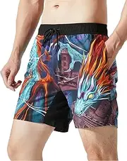 [PAJUYE] Mens Swim Trunks Beach Shorts - Swimming Shorts with Mesh Liner and Zipper Pocket Quick Dry UPF 50+