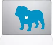 The Decal Guru I Love My Bulldog Decal Vinyl Sticker, 13" MacBookPro, Light Blue