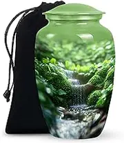 Green Nature Memorial Urns - Cremation Urn for Human Ashes Large - Funeral & Burial for Male & Female - Memorial Urns for Women - 10 Inch