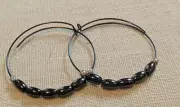 Alex & Ani Oval black Metal hoop earrings