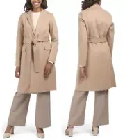 Theory Belt Wool-Cashmere New Divide Double Face Fabric Coat in Palomino L $755