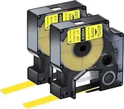KCMYTONER 2 Pack Compatible for DYMO Rhino Label Makers 18054 Black on Yellow 3/8" 9mm Printable Heat Shrink Tubing Label Tape for Rhino 1000 3000 4200 5000 5200 6000 LabelManager 450 Duo LabelWriter