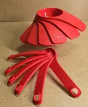 Tupperware Measuring Mates Cups & Spoons Set RED (New)