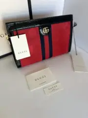Authentic BRAND NEW Gucci Ophidia Red Suede & Black Patent Leather Shoulder Bag