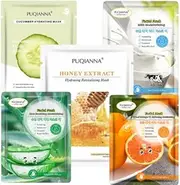 25PCS Assorted Facial Mask Sheets with Essences, Moisturizing Ultra Hydration for Skin Care Aloe Vera, Honey, Cucumber, Milk and Vitamin C