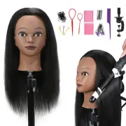 100% Real Hair Mannequin Head Training Head with Stand, 18" Hairdresser Cosmetol