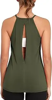 [DYLH] Pima Cotton Open Back Workout Tops for Women Halter Yoga Tops Sleeveless Athletic Running Tank Tops Layering Tanks