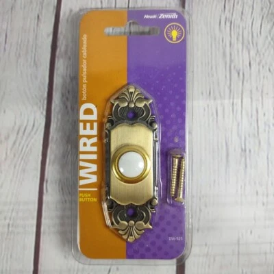 Antique Brass Finish Doorbell Push Button Lighted DW-925-00 Wired Heath Zenith