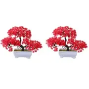 2Pcs Artificial Plant Bonsai Plastic Small Tree Pot Fake Plant Flower4436