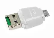 2 in 1 Micro USB 2.0 OTG Adapter + Micro SD TF Card Reader For PC Samsung WHITE