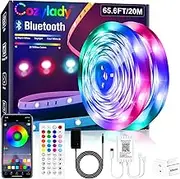 20m Bluetooth Led Strip Lights, Cozylady 65.6Ft LED Light Strips Controlled by Smart Phone APP with Remote & Power Supply, Music Sync LED Lights Strip for Bedroom Kitchen Party Children's Room