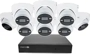 Swann AdvancedX Home Security Camera System, 8Channel 8Dome Cams,POE Cat5e NVR 4K HD Video with 1TB HDD,Indoor or Outdoor Wired Surveillance CCTV,Color Night Vision,Heat Motion Detection,LED Lights