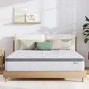 Novilla Queen Mattress, 12 Inch Hybrid Mattress Queen with Bamboo Charcoal Foam,Innerspring Pillow Top Queen Mattress in a Box, Queen Size Mattress for Pressure & Pain Relief, Soft Feel but Supportive