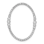 14k White Gold Real Diamond Oval Chain Slide Pendant