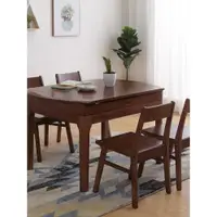 在飛比找ETMall東森購物網優惠-全實木北歐餐桌椅組合大小戶型現代簡約長方形圓形伸縮折疊餐桌椅