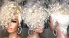 Short Platinum Blond Afro Curly Pixie Cut Wigs Synthetic Heat Safe Women Party