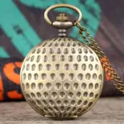 Bronze Golf Ball Full Hunter Men Women Quartz Analog Pocket Watch 80CM Chain