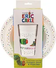Very Hungry Caterpillar Kids Tableware Set – 3 Piece Reusable PP Plate, Bowl & Cup Set for Children – Tumbler & Dinnerware Set for Mealtimes – for 24 Months & Up