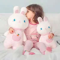 在飛比找蝦皮購物優惠-一溪森林動物條紋兔子公仔熊毛絨玩具沙發靠枕床玩偶睡眠安撫純棉