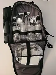 Picnic Basket Hap Tim Backpack Gray for 4 People w/ Insulated Compartment NWT