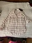 NWT VELVET HEART Smart VISCOSE plaid Button Up Shirt Fold Up Sleeves Pocket