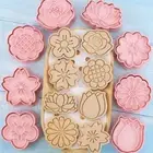 8PCS Rose Flower Cookies Cutters Cherry Blossoms Biscuit Embosser Kitchen