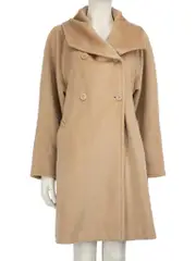 Beige Wool Wide Collar Coat