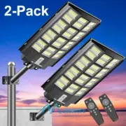 2 Pack 1600W Solar Street Light - Outdoor Flood Lights Motion Sensor Dusk-Dawn