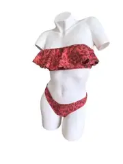 Zimmermann Edie Frill Bandeau Bikini Set | Frill Top, Peach Paisley, Low Rise