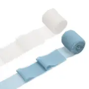 2 Rolls Chiffon Ribbon, 1.5 Inch x 5 Yard Silk Ribbon, Blue/White