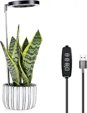 LED Grow Light 48 LED Plant Grow Lights with 3 Timer and 9 Dimmable Levels Height Adjustable Full Spectrum Growing Lamp Round Growth Light Stake for Small Plants
