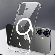 RUNGOS for iPhone 16 Plus Case MagSafe (Bare Metal Feel) [Camera Hollow] [Strong Magnetic] Borderless Slim Case for iPhone 16 Plus Phone Case, 16 Plus MagSafe Case Magnetic Cover 6.7'', Crystal Clear