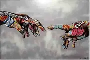 Banksy(Adam) Famous Oil Paintings Reproduction Giclee Canvas Prints on Canvas Artwork Pictures on Canvas Wall Art for Home Office Decorations(85x127cm_33x50in,Unframed)