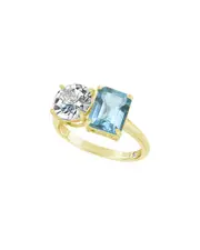 Suzy Levian Gold Over Silver 5.00 ct. tw. Gemstone Toi et Moi Ring