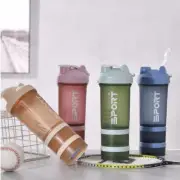 Sport Water Bottle Powder Milkshake Drink Cup 500ml 3 Tier Protein Shaker Pill