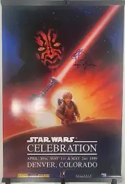 RAY PARK AUTOGRAPHED Star Wars Celebration Denver Colorado Poster 1999 36x24 COA