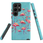 For Samsung Galaxy S23 Ultra Case Shielding Cover, Flamingoes