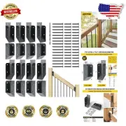 Durable 201 Stainless Steel 35° Angle Deck Railing Bracket Set - 8 Pairs Black