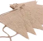 Party Decorations Vintage Jute Hessian Burlap Bunting Banner Wedding Birthday Party Photography Props Hanging Decoration Garland Flags with Rope (Color : B)