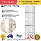 Display Cabinet Slim Storage 5-Tier Shelves Clear Bookcase Rack Magnetic Door AU