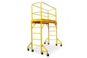 Baumr-AG 1.9 x 0.8 x 1.8m Adjustable Mobile Scaffold Platform, Guard Rail, Outrigger Wheel Set, Trapdoor Hatch