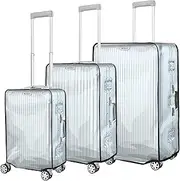 [JKJG] 3 Pcs Luggage Cover Protector Set, Thick Clear PVC Suitcase Covers, Waterproof, Dustproof, Anti-Scratch Sleeves for 20", 24", 28" Wheeled Suitcases