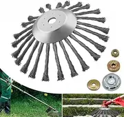 10 Inch Steel Wire Rotary Brush Cutter Trimmer Head Weed Blade Cutter with Adapter Kit Compatible, Lightweight Gardening Lawnmower, Moss Grass Rust Removal,Suitable for Husqvarna, Stihl and etc