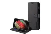For Samsung Galaxy S21 Ultra 5G Case SupRShield Wallet Card Leather Flip Magnetic Stand Phone Cover (Black)